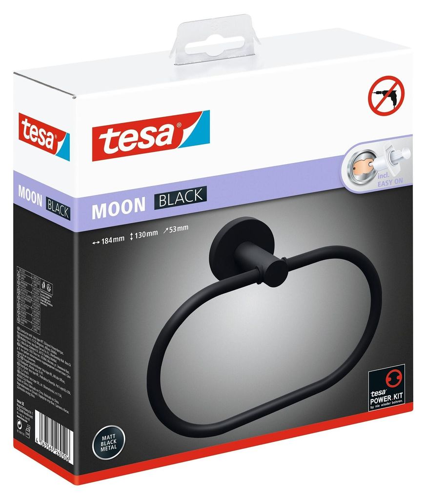 tesa 40623-00000-00 tesa Handtuchhalter MOON schwarz, matt Imagen del producto 