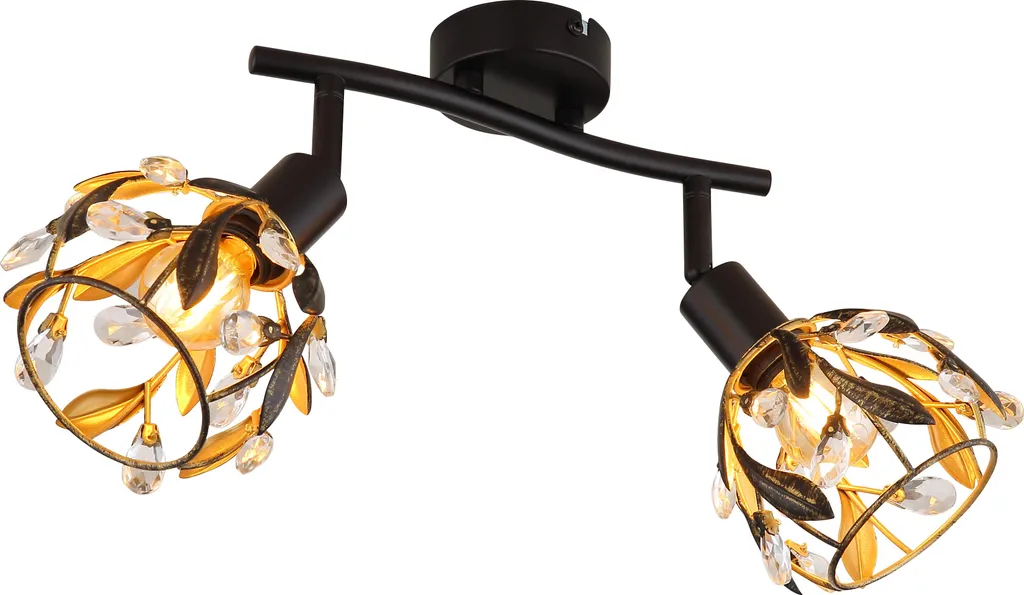 Plafonnier en métal doré avec cristaux élégants - Luminaire chic 45cm