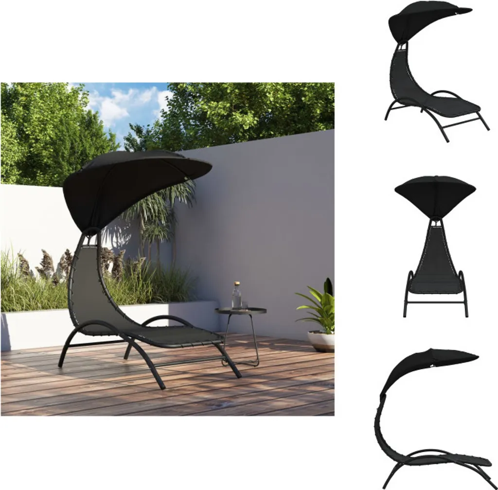 vidaXL Bain de soleil avec toit Noir 167x80x195 cm en Acier et Tissu