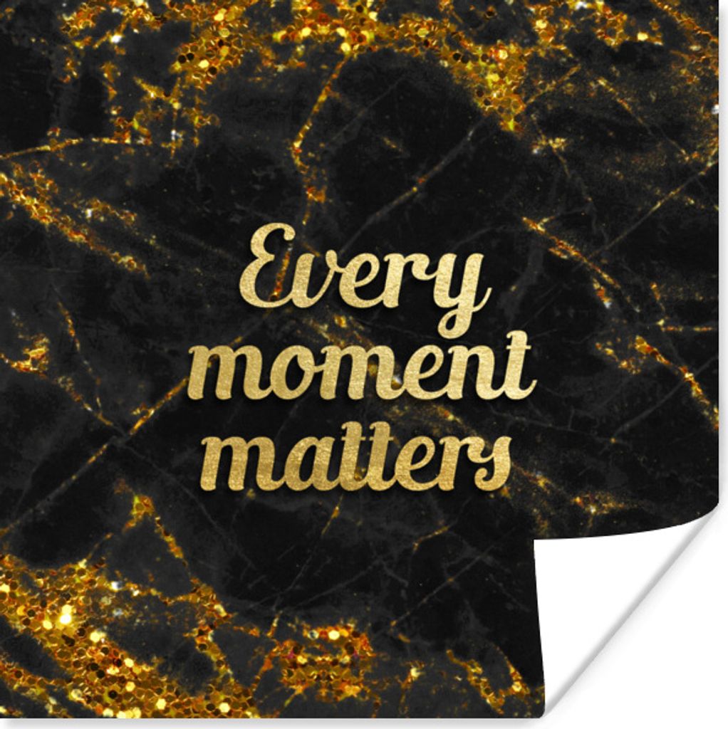 MuchoWow Poster Zitat - Gold - Glitter - Marmor 30x30 cm - Wandposter - Printing
