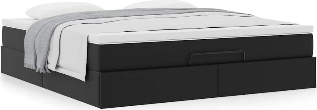 Maison Exclusive - Ottoman-Bett mit Matratze Schwarz 180x200 cm Kunstleder