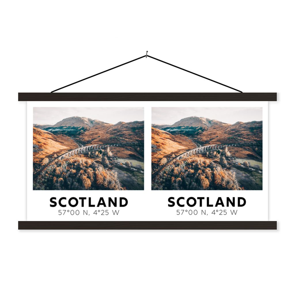 MuchoWow Textilposter Schottland - Brücke - Natur 120x60 cm mit schwarzem Rahmen - Dekoration Schlafzimmer