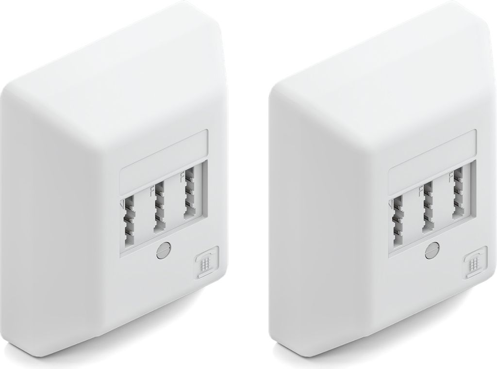 deleyCON 2 Stück Telefondose TAE NF/F Anschlussdose NFF 2x Telefonanschluss + 1x Nebenstelle Fax Anrufbeantworter Modem NTBA DSL-Splitter Weiß