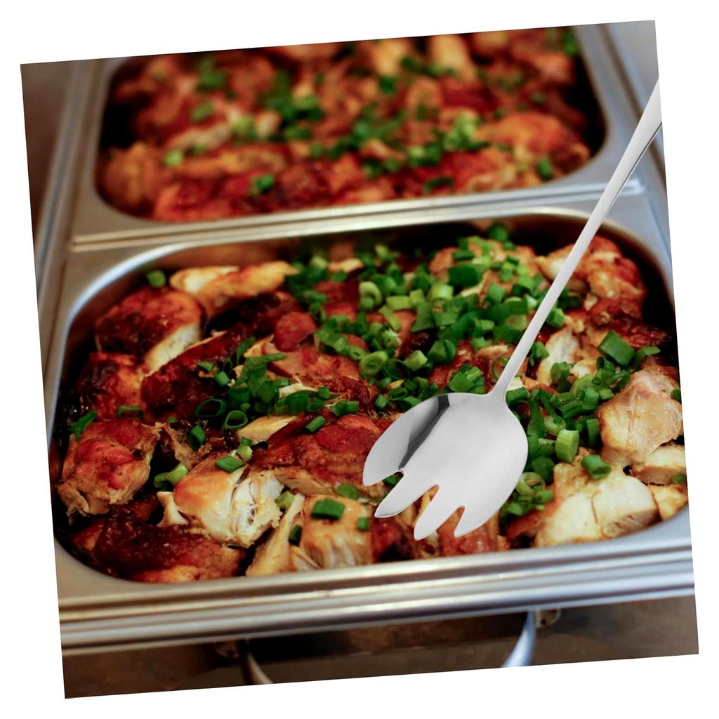 Salatlöffel aus Edelstahl - Gelochte Servierlöffel mit langem Griff für Buffet und Party