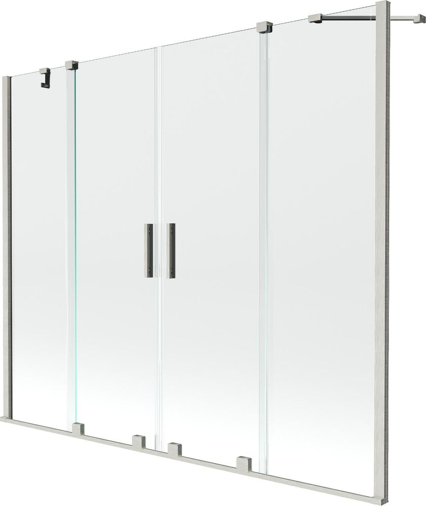 Mexen Velar Duo Badewannenfaltwand 2-teilig verschiebbar 170 x 150 cm, transparent, gebürstetes Nickel - 896-170-000-02-97