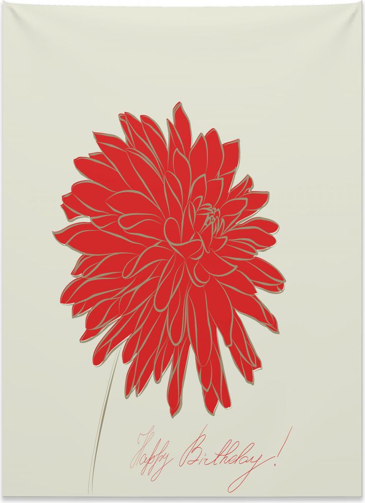 Abakuhaus Dahlie Wandteppich, Retro einzelne Blume aus Weiches Mikrofaser Stoff Kein Verblassen Klare Farben Waschbar, 110 x 150 cm, Rot Tan