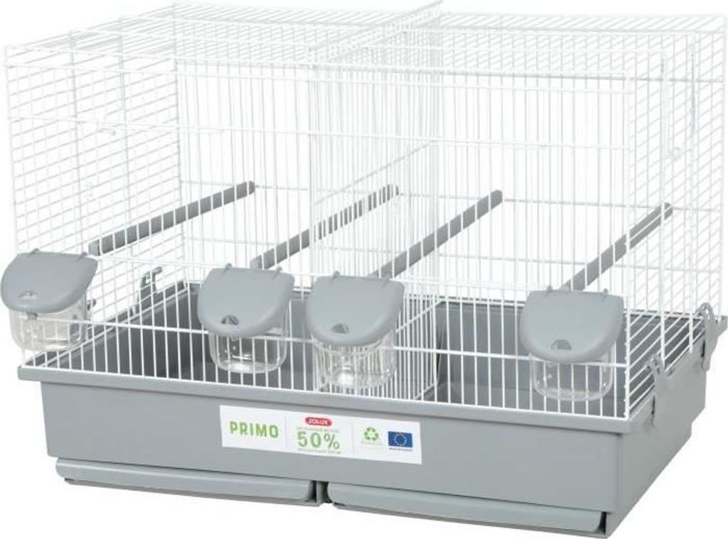 Vogelzuchtkafig Zolux Primo Cati, 57 x 34.5 x 41 cm, Weiß und Grau, Für Kanarien und Mandarin
