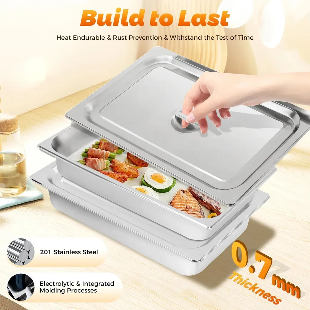 Bac gastro inox anti-dessèchement pour table chauffante - Set de 4