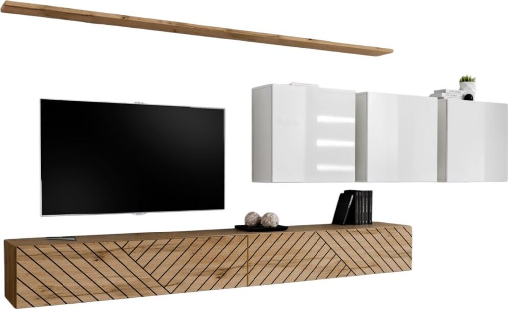 Meublorama AM-SWITCH 7-WTWL SW 7*7C/95KG, MDF-Platten, Braun, 5 Regale, 400 mm, 3400 mm, 1500 mm
