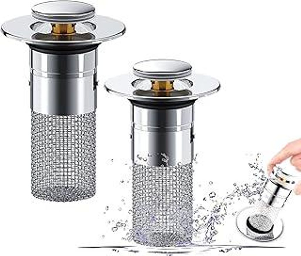 Abflussstopfen mit Sieb,32-40mm Waschbeckenstöpsel mit Sieb,Pop-Up Ablaufventil mit Sieb,Abflusssieb Waschbecken,Spülbecken Stöpsel für Drain K...