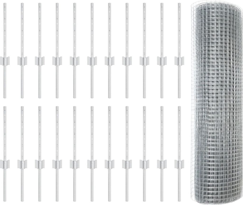 Möbel Schweißdrahtzaun mit 22 U-Pfosten Silber 0,4x50 m Stahl - Zaunzubehör 3336381
