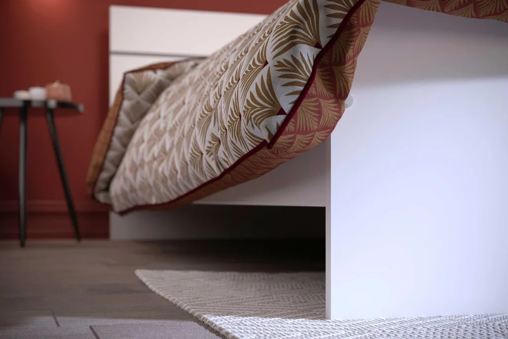 Lit 140x190 cm BOSTON blanc avec structure robuste et design moderne - 4