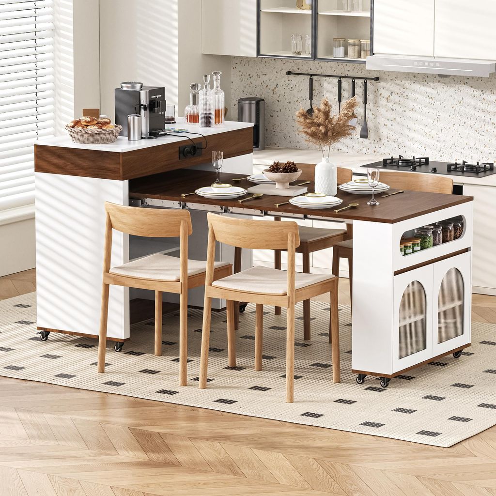 Tavolo allungabile con prese elettriche integrate, vetro Immagine del prodotto 