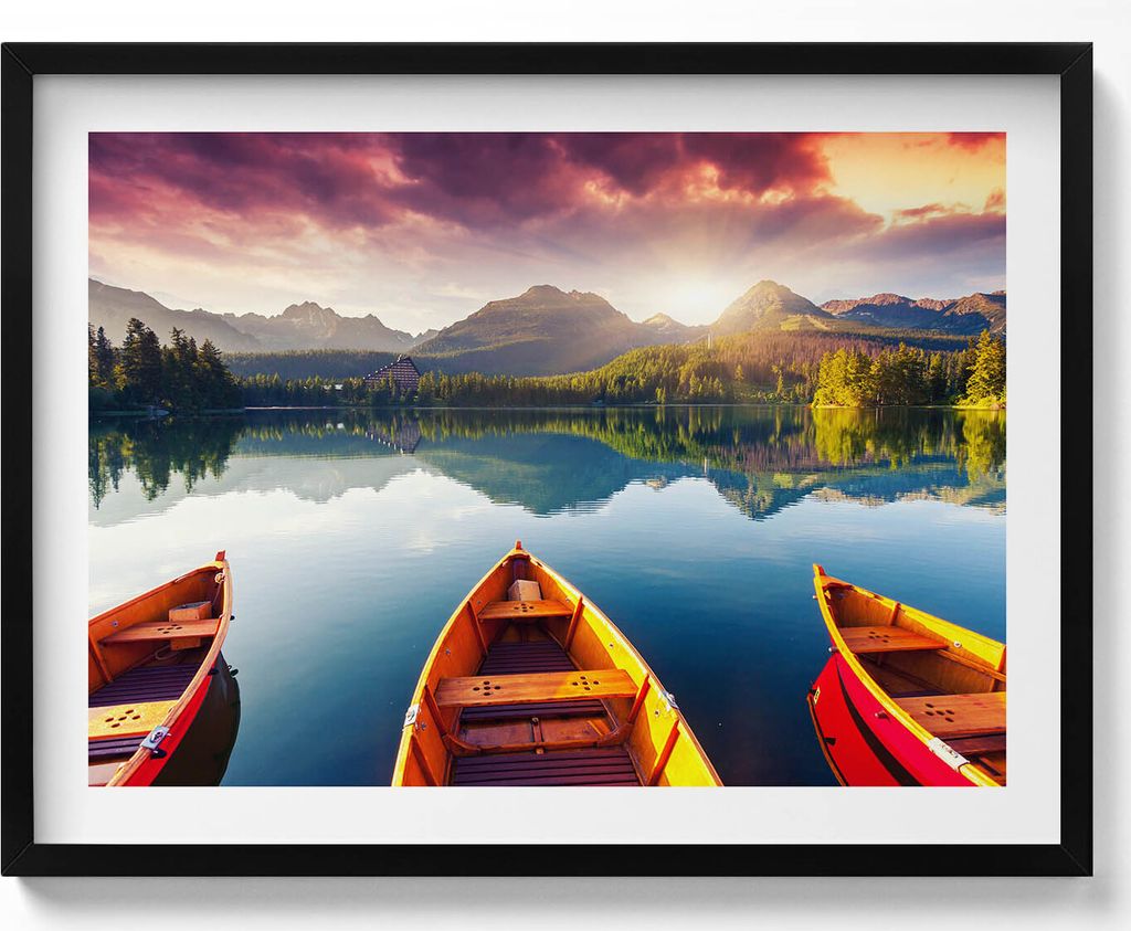 Nationalpark Štrbské Pleso (Slowakei)– Wandbild mit Rahmen – Gerahmtes Bild – Wanddekoration – 80x60 cm – Schwarz Rahmen