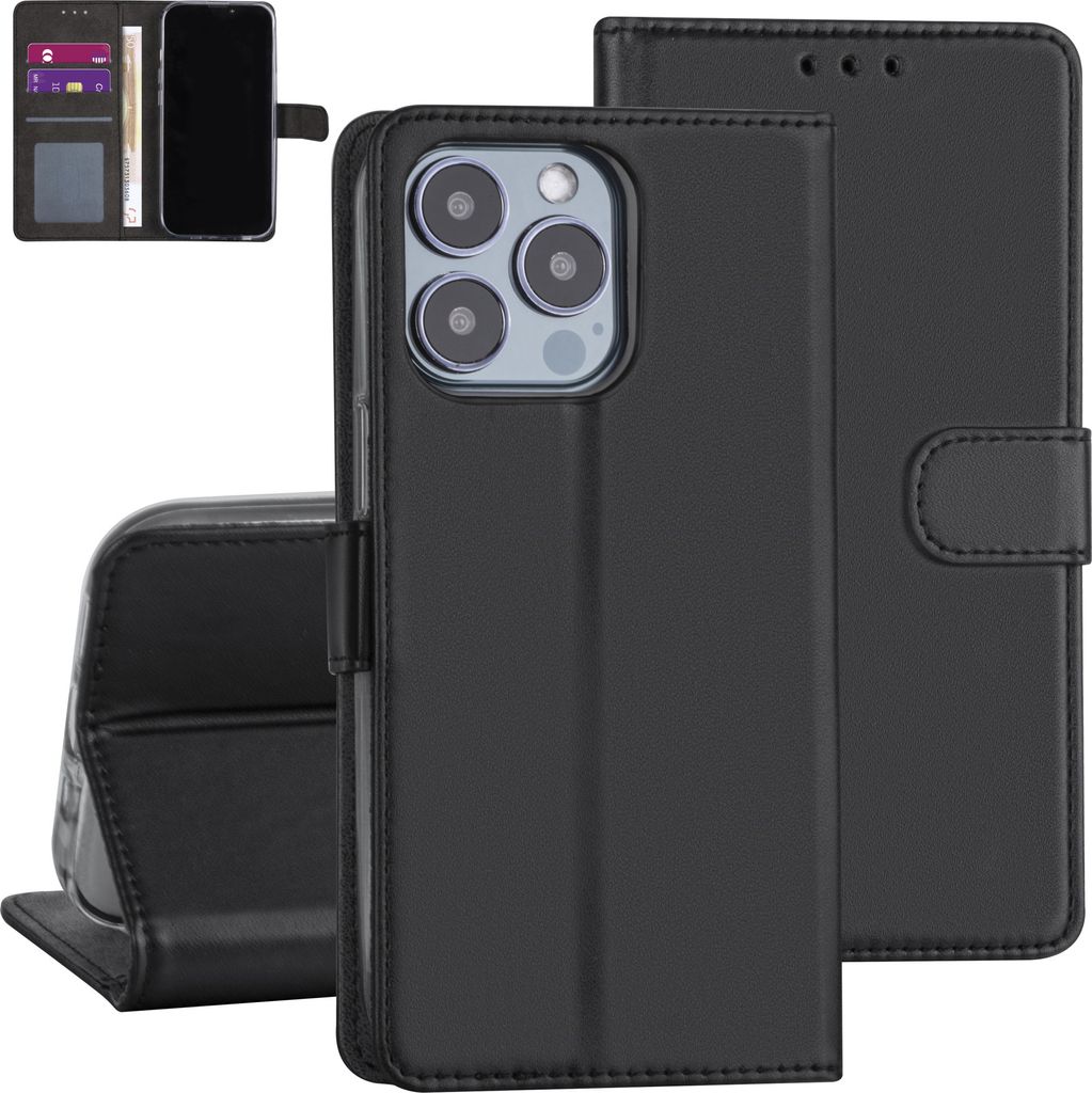 iPhone 13 Pro Book type case - Black - Card holder - Magnetic closure