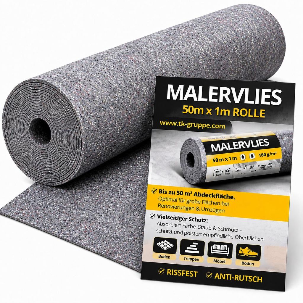 Abdeckvlies Malervlies 50m x 1m 180g/m² – Rutschfestes Produktbild 