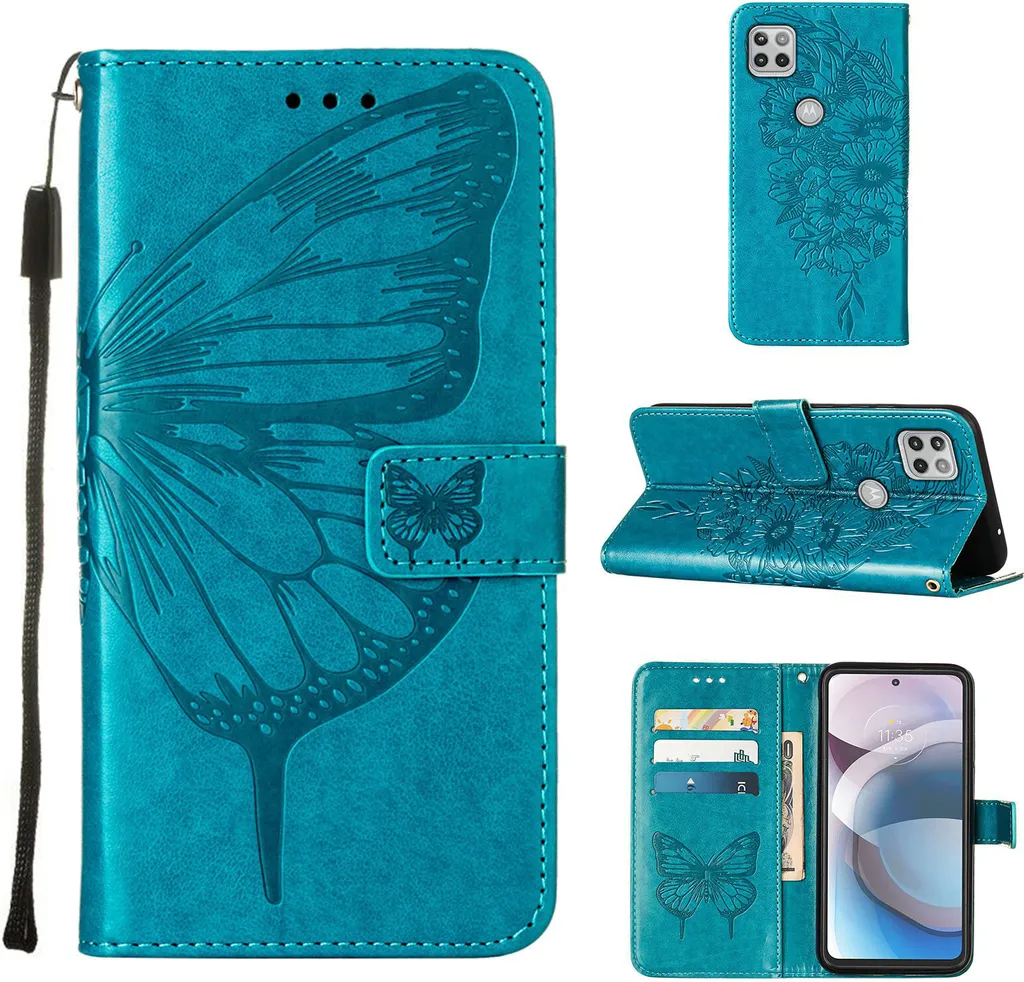 Cover Motorola One 5G Ace Pelle Blu | Custodia Flip con Supporto - 1
