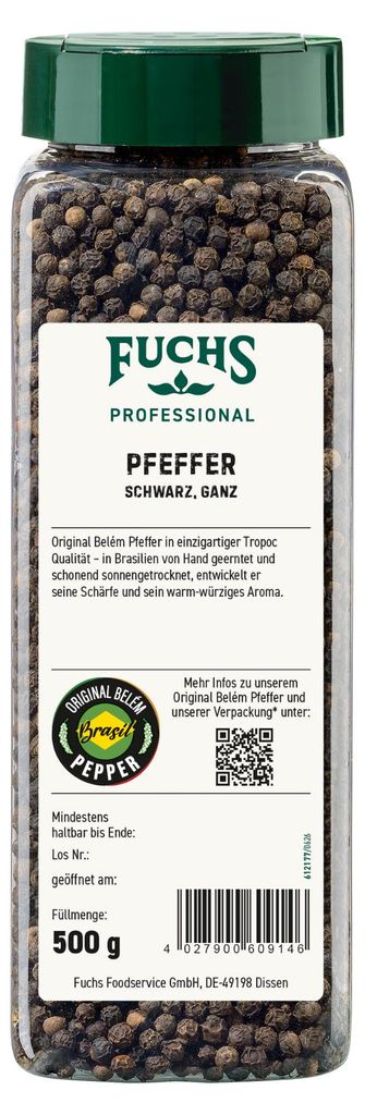 Fuchs Professional Pfeffer schwarz ganze Pfefferkörner Produktbild 
