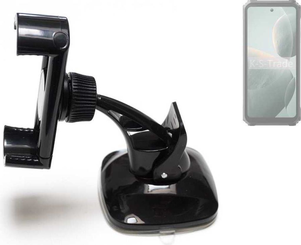 K-S-Trade kompakte Handy-Halterung Windschutzscheibe kompatibel mit Blackview BL9000 Pro Armaturenbrett schwarz Autohalterung KFZ Halter