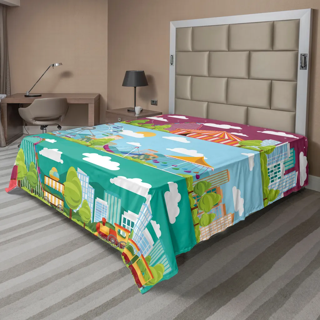 ABAKUHAUS Drap de Lit Cirque Multicolore 266 x 260 cm en Tissu Doux
