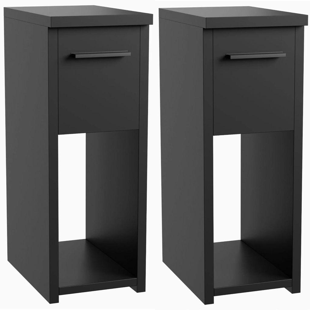 sada 2 nočních stolků - 20x30x55 cm - černý loft - úzký - Obrázek produktu 