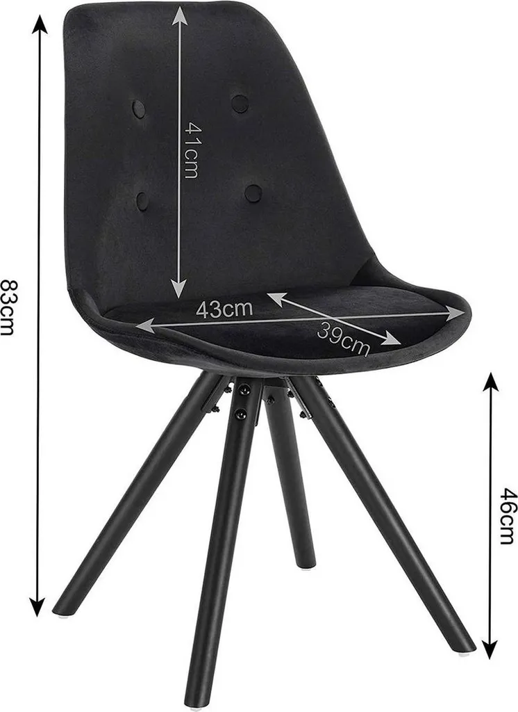 Chaise visiteur Happyment Zizi noire lot de 2 pour salle à manger et bureau - 6