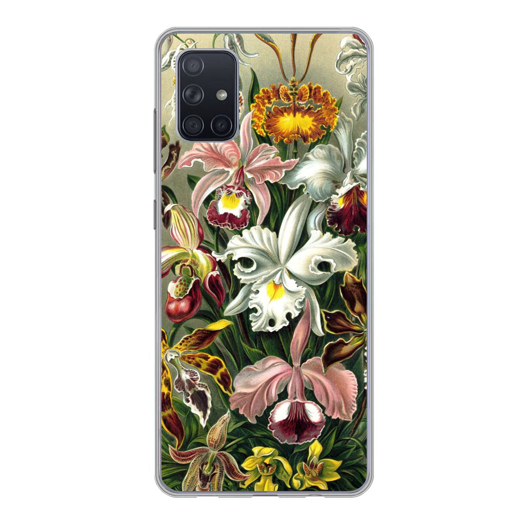 MuchoWow Handyhülle Schutzhülle Hülle für Samsung Galaxy A71 Orchidee - Haeckel - Kunst Silikon Softcase Handy Hülle - Kartenbesitzer