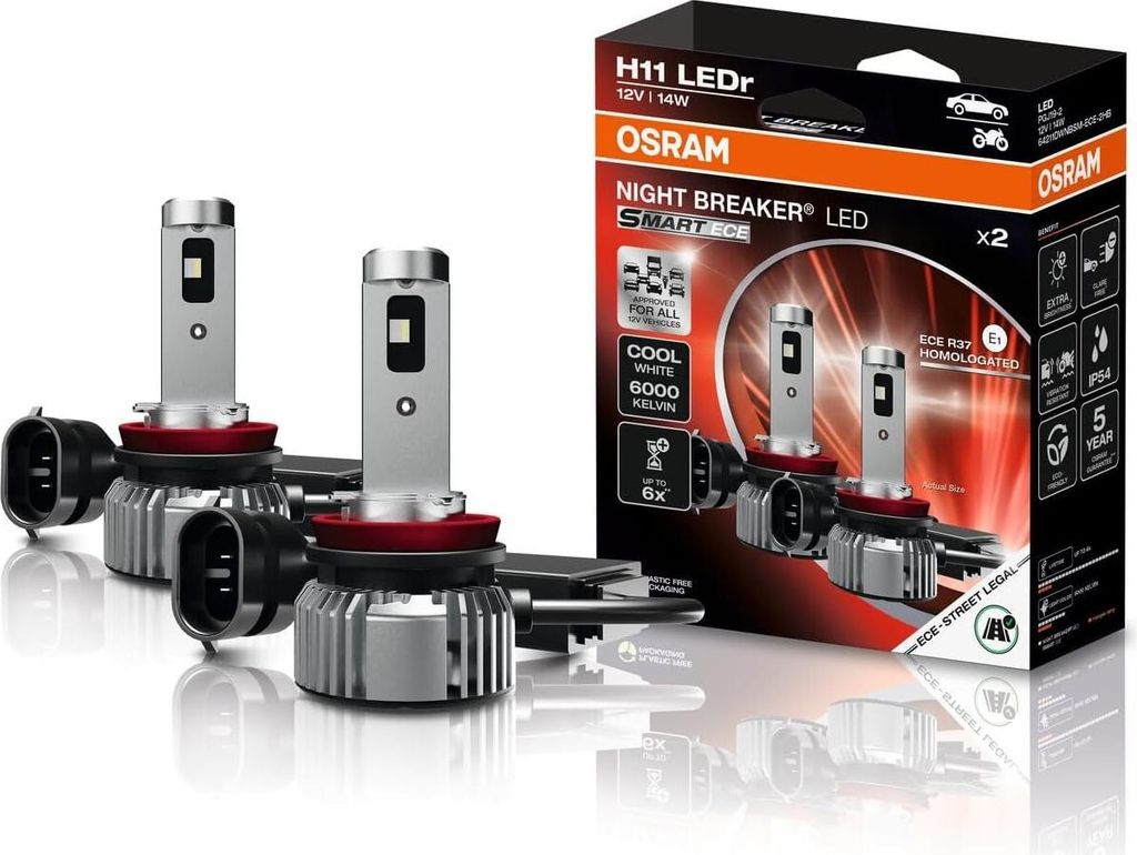 2x OSRAM NIGHT BREAKER LED SMART ECE H11, ECE R37 Produktbild 