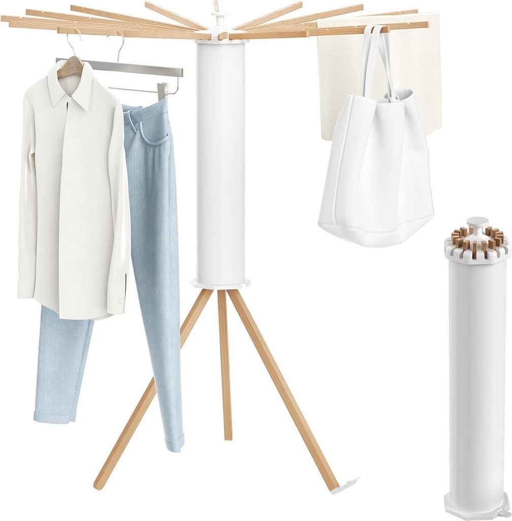 YUENFONG Stativ-Wäscheständer Stativ Kleidung Lüfter Platzsparend Faltbar Kleiderlüfter Turmwäscheständer Wäscheturm für Balkon Wohnzimmer ...