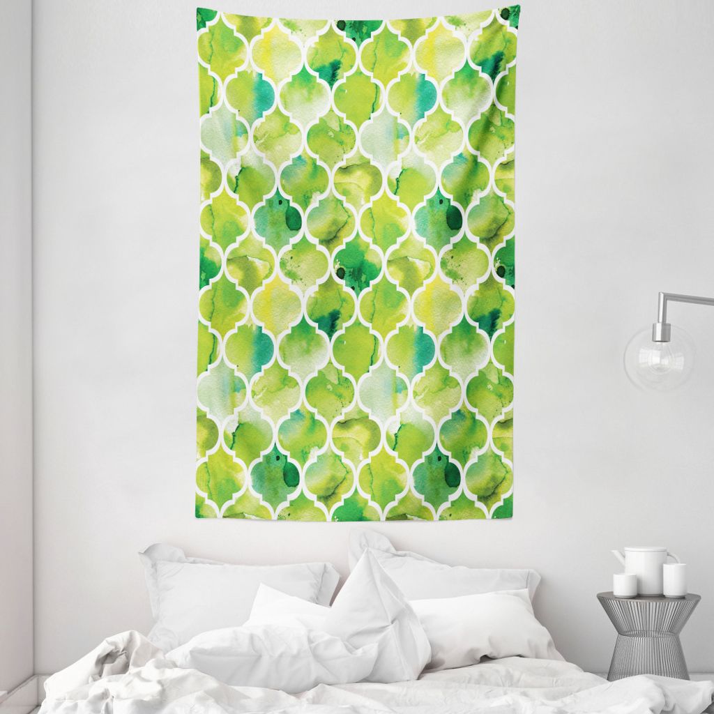ABAKUHAUS Aquarell Wandteppich und Tagesdecke, marokkanische Trellis aus Weiches Mikrofaser Stoff Waschbar ohne Verblassen Digitaldruck, 140 x 230 ...