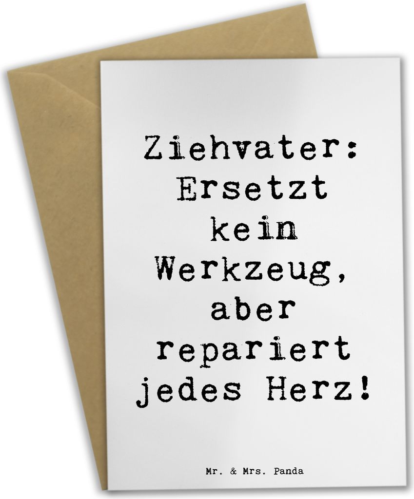 Mr. & Mrs. Panda Grußkarte Spruch Ziehvater Herzreparatur - Weiß - Geschenk, Beschützer, weihnachtskarten, glückwunschkarten, Familienmitglied,...