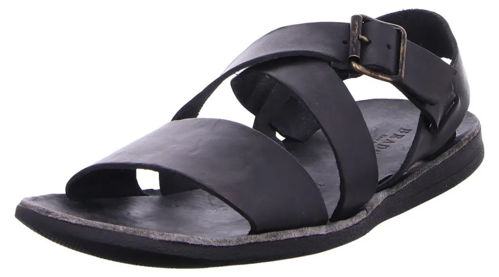 Sandales Brador H Nero 44 - Sandales en cuir noir uni pour homme chic