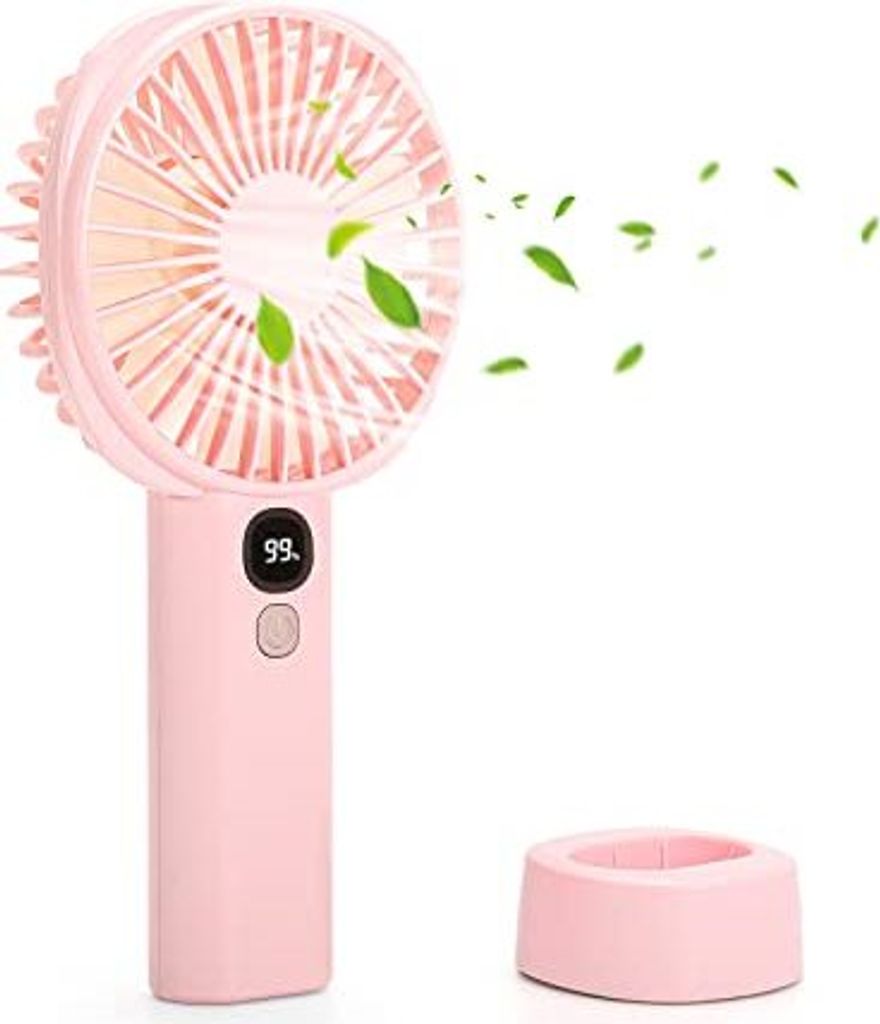 Handheld-Ventilator mit zirkulierender Brise, 5 Geschwindigkeiten, LED-Anzeige, USB wiederaufladbar, 3000 mAh Akku