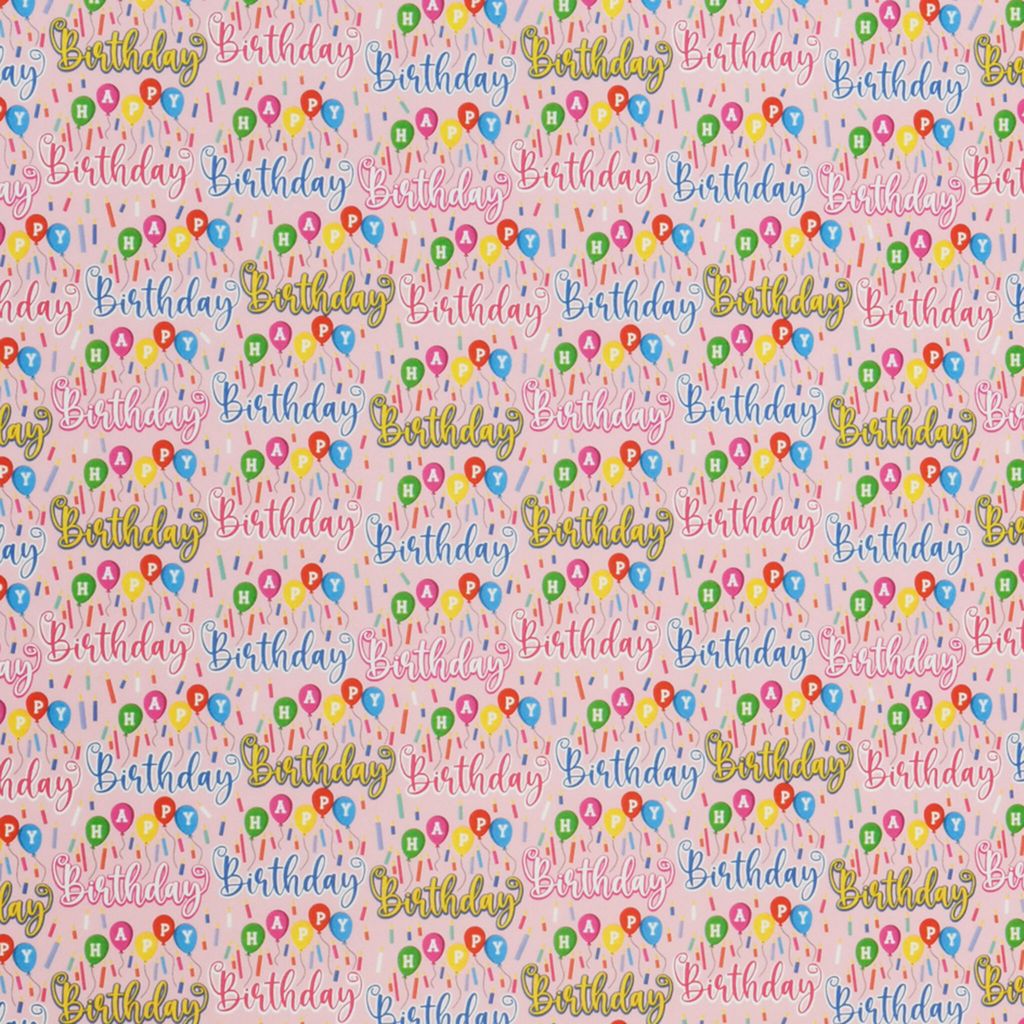 Geschenkpapier Happy Birthday 70cm x 2m Rolle Rosa / Bunt Produktbild 