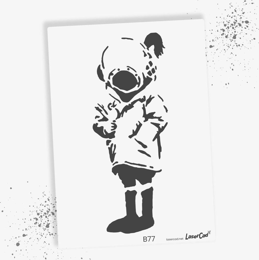 LaserCad Schablonen BANKSY Streetart  (B77, Space Girl and Bird, DIN A2) Stencil für Graffiti, Airbrush, Deko