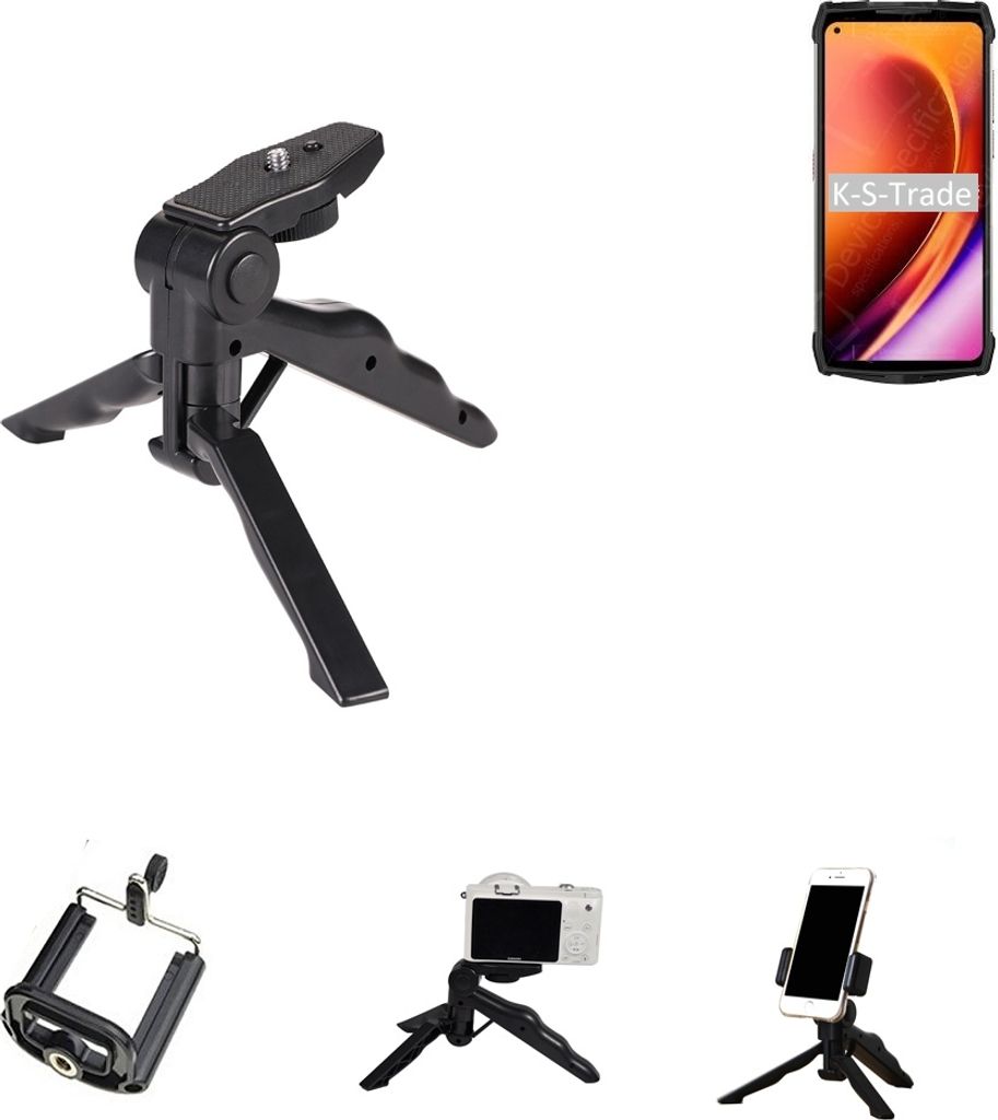 K-S-Trade Stativ Tisch-Ständer Dreibein Handy-Stativ Ständer kompatibel mit Ulefone Power Armor 13 Mini-Stativ Smartphone Tripod Handy-Stativ aus