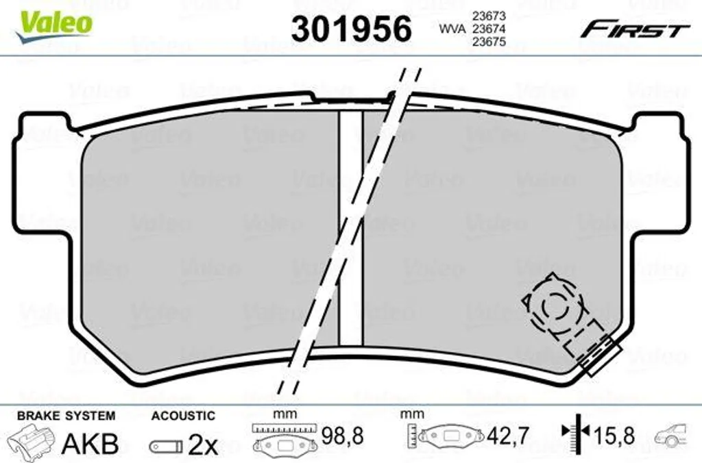 Plaquettes de frein VALEO 301956 sans amiante compatibles OE 4841305100