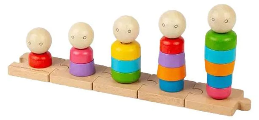 Jeu éducatif en bois Bigjigs avec 25 pièces colorées à empiler et trier