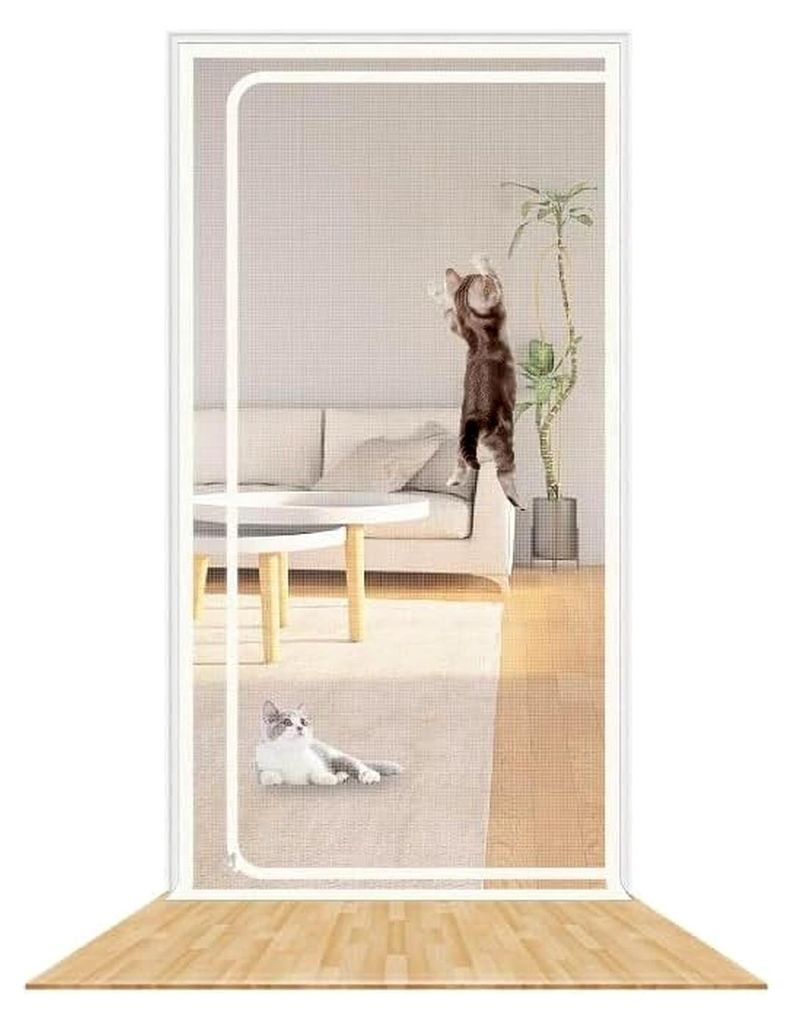 Katzengitter für Balkontüren, verstärktes Katzenschutzgitter für Wohnzimmer, Schlafzimmer, Küche, Terrasse, Gittertür für Hunde und Katzen m...