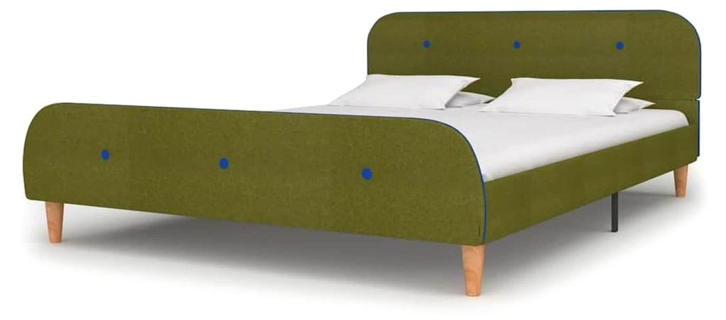 Bettgestell ohne Matratze, grün, Stoff, 135x190 cm, Doppelbetten und Zubehör