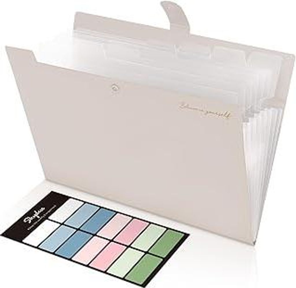 SKYDUE Dokumentenmappe A4, Mappe Mit 8 Fächern, Fächermappe A4 Mit Etiketten, Tragbar Ordnungsmappe Mappen Ordnersystem, Document Folder Für Zuh...