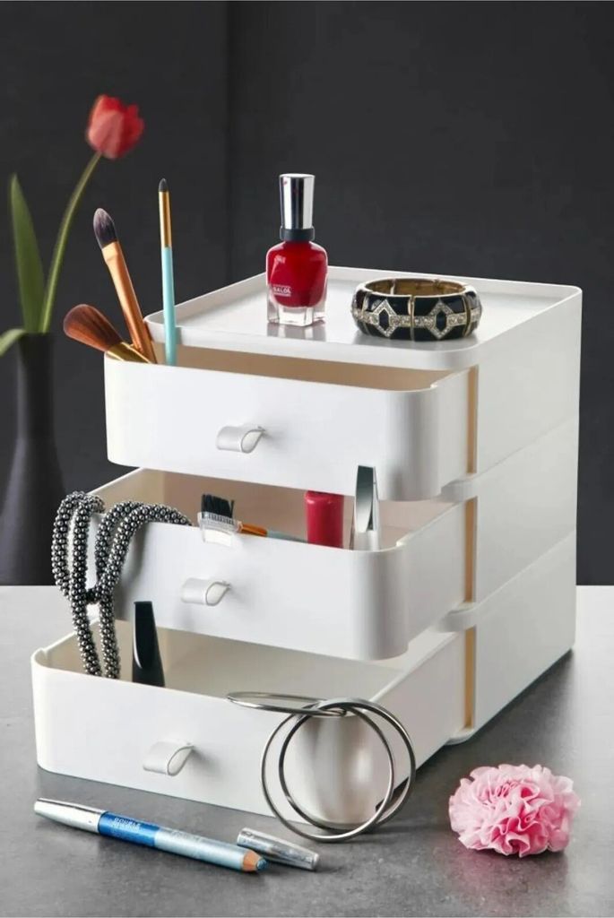 Hermia Concept, Byv - White, Make-up-Organizer, Weiß, 100 % KUNSTSTOFF, 21 x 21 x 16 cm