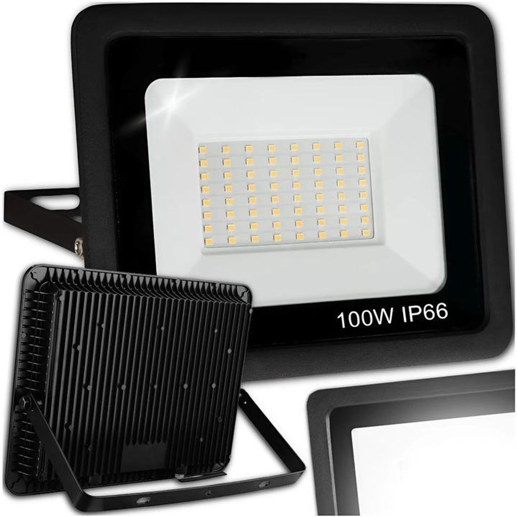 Led Flutlichtstrahler 100W 9000 Lm Ip66 Arbeitsstrahler Aussen Innen 120 Grad Ultradunn Mit Halterung