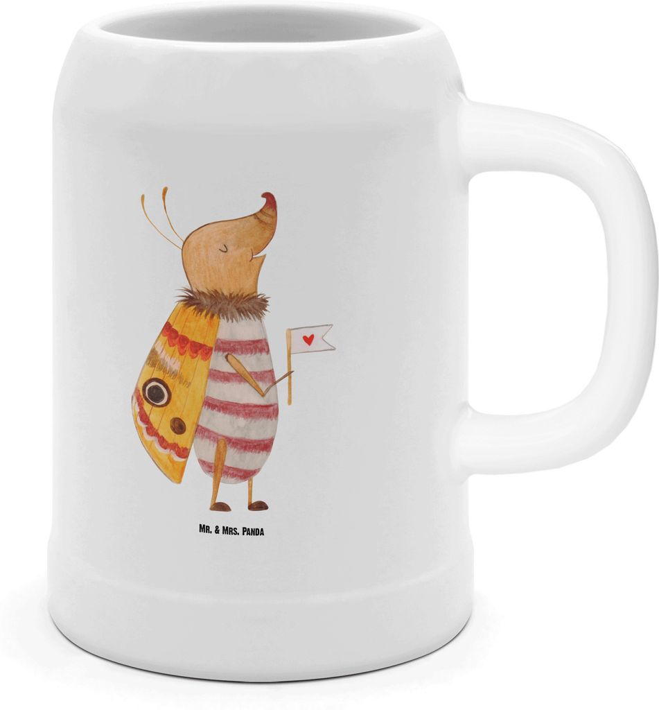 Mr. & Mrs. Panda Krug Nachtfalter Fähnchen - Weiß - Geschenk, Bier Seidel, Spruch Witzig, Käfer, Süß, Humpen, Gute Laune, Bierhumpen, Lustig, ...