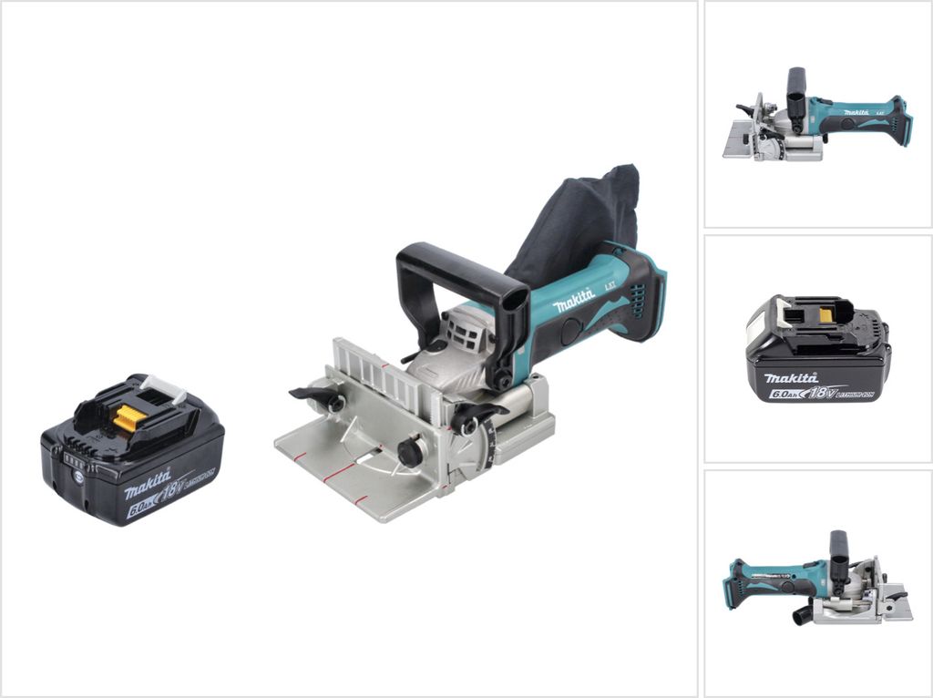 Makita DPJ 180 G1 Akku Nutfräse 18 V 100 mm + 1x Akku 6,0 Ah - ohne Ladegerät