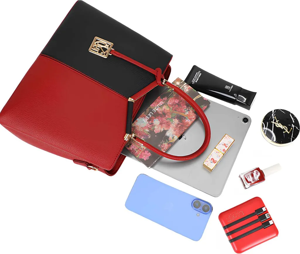Gallantry Élisa Borsa a Mano e Spalla | Rosso e Nero Chic con Tracolla - 4
