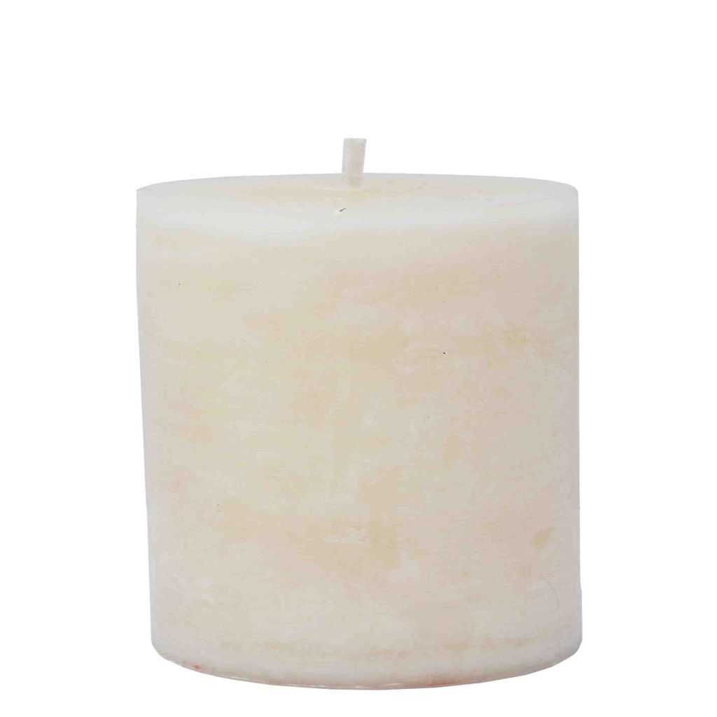 Stumpenkerze champagner durchgefärbt aus Paraffinwachs Höhe 8cm