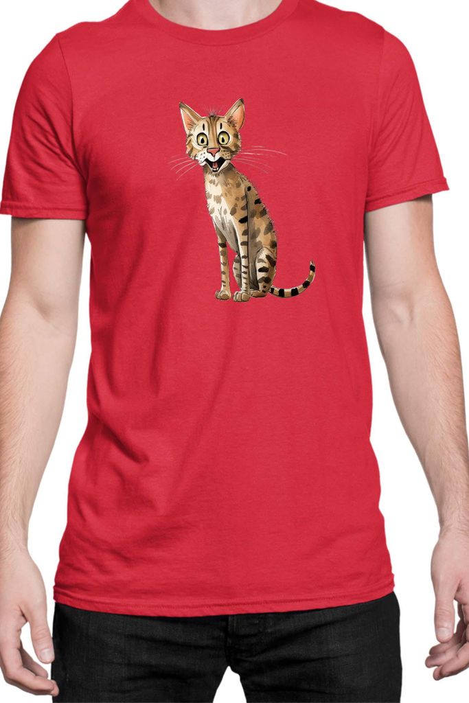Herren T-Shirt Funny Cats Breeds Savannah Cat, Man 3XL / Rot