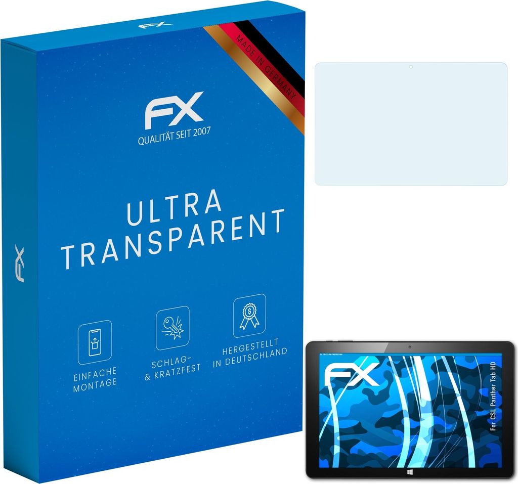 atFoliX FX-Clear 2x Schutzfolie kompatibel mit CSL Panther Tab HD Displayschutzfolie