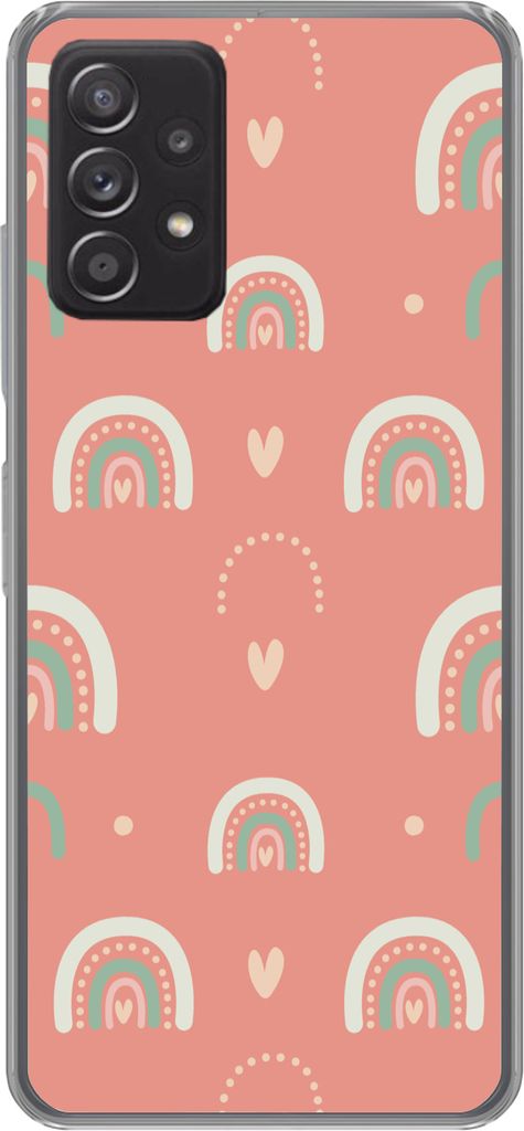 MuchoWow Handyhülle Schutzhülle Hülle für Telefoonhoesje Samsung Galaxy A53 5G Mädchen - Regenbogen - Herzen - Muster - Mädchen - Rosa - Ki...